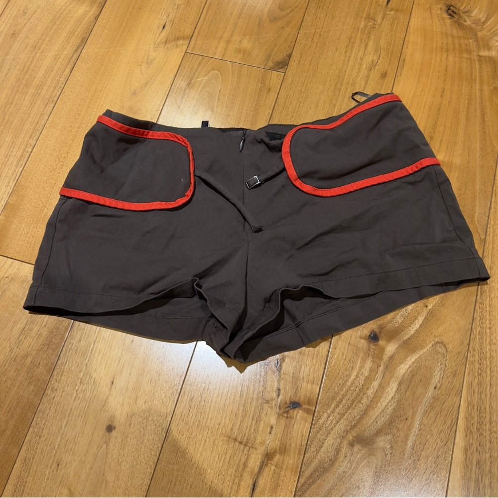 Zara Brown Shorts with Red Trim